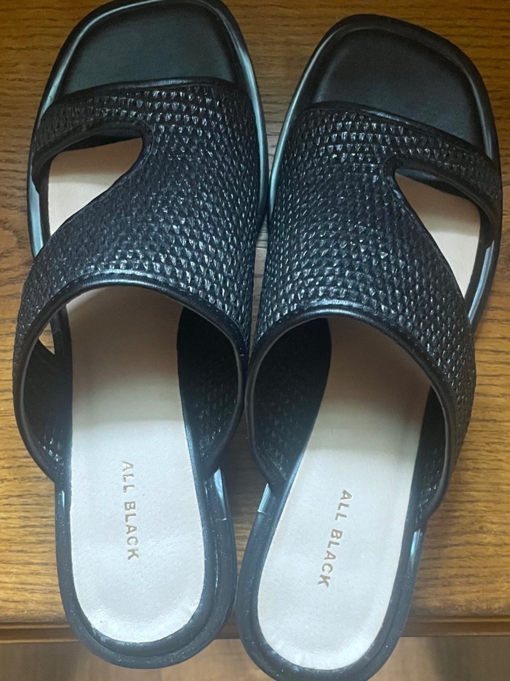 ALL BLACK Woven Leather Slide Sandals Black EU 41 / US 10